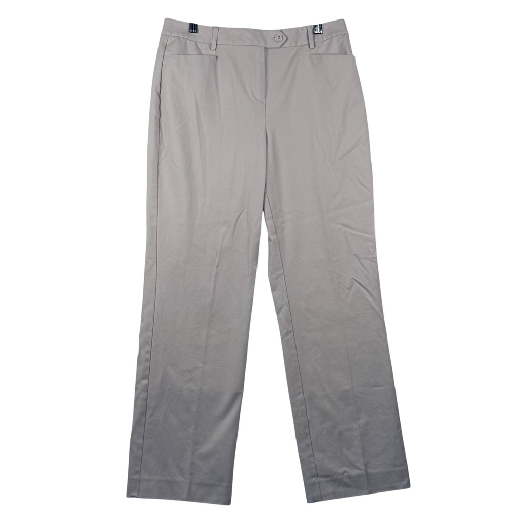 Talbots Womens 10P Pants Beige Cotton Stretch Straight Leg Office Career Neutral